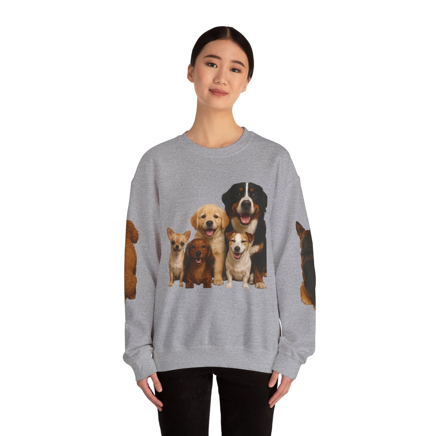 Dog Pack Cotton Crewneck Sweatshirt OEKO-TEX Certified – Cute Puppy Family Print