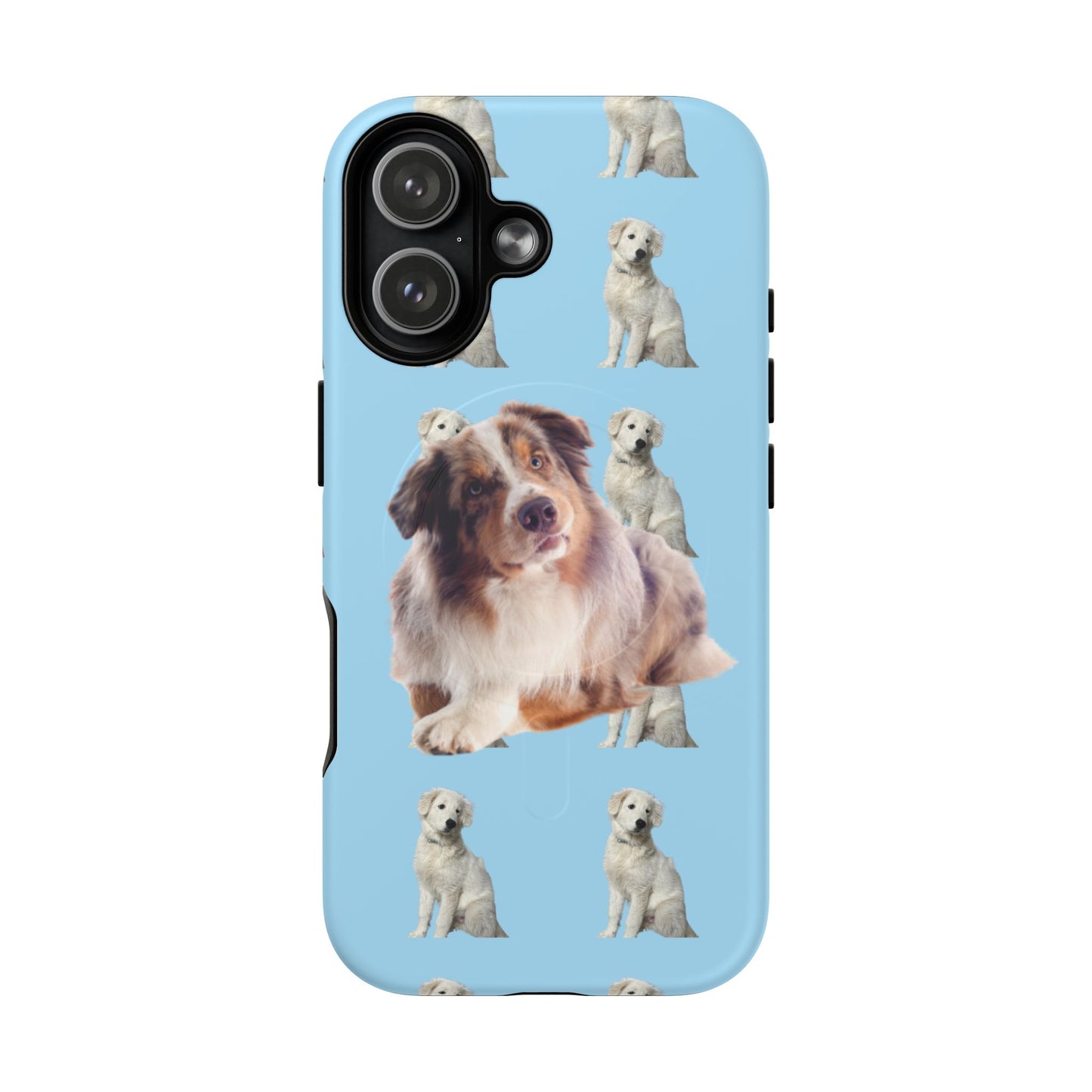 Tough Magnetic Phone Case - Australian Shepherd and Maremma = Blue Design