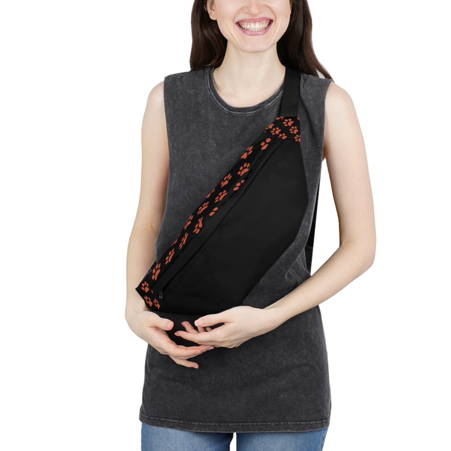 Large Fanny Pack for Dog Treats "Red Paw" Practical Utilitarian