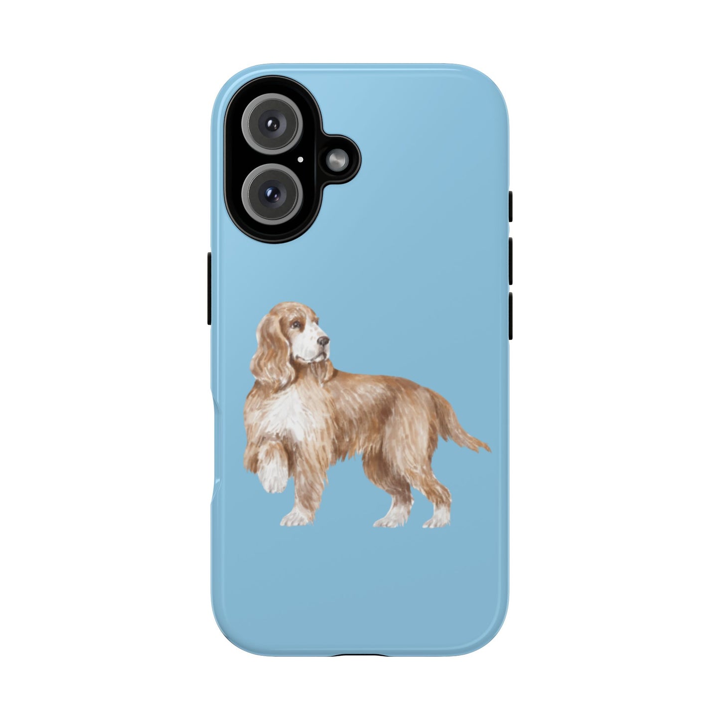 Phone Case Dual Layer "Cocker Spaniel", Durable, Silicon Liner, Custom Pet Case, Cute Dog Phone Cover, Tough Phone Case, Gift for Dog Owners, Blue Dog Design