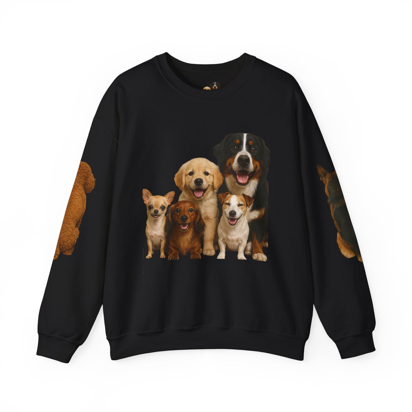Dog Pack Cotton Crewneck Sweatshirt OEKO-TEX Certified – Cute Puppy Family Print