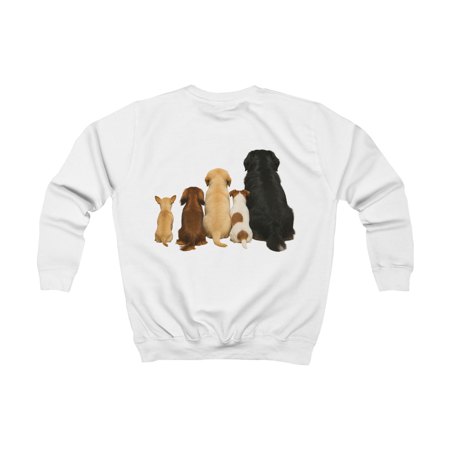 Kids Cotton Sweatshirt - Cute Puppy Pack Graphic Crewneck (Front & Back Dog Design)