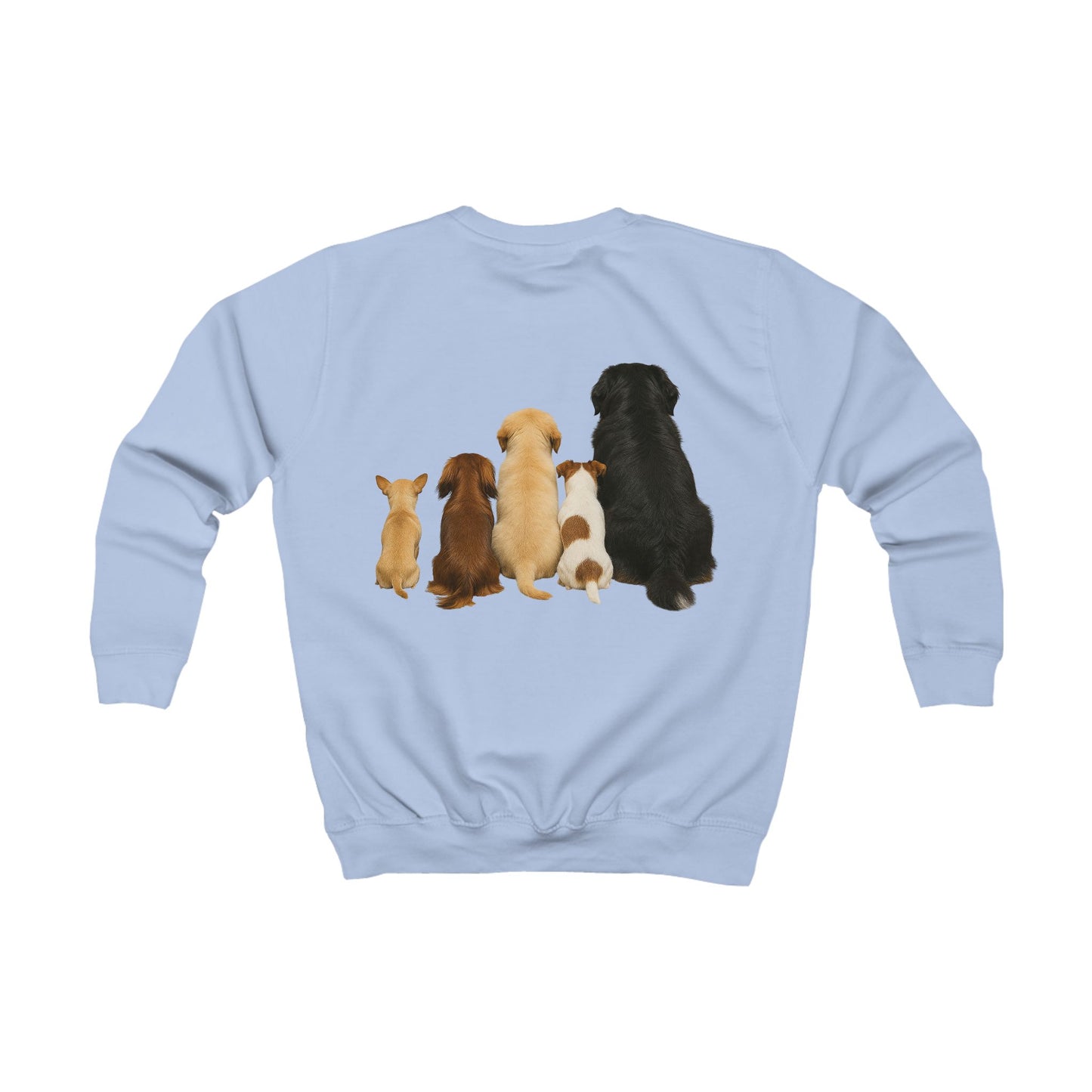 Kids Cotton Sweatshirt - Cute Puppy Pack Graphic Crewneck (Front & Back Dog Design)