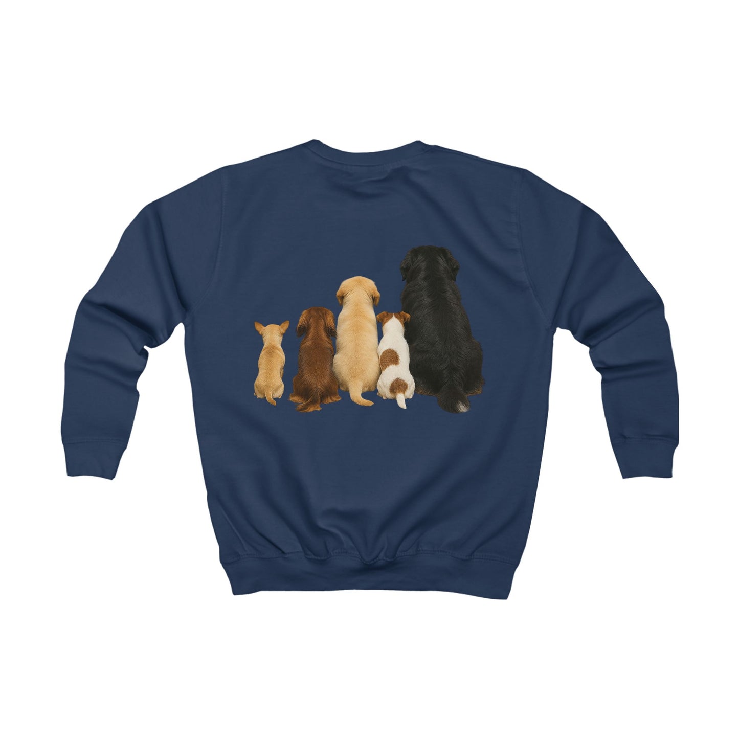 Kids Cotton Sweatshirt - Cute Puppy Pack Graphic Crewneck (Front & Back Dog Design)