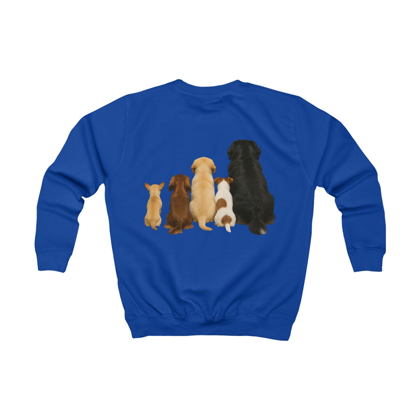 Kids Cotton Sweatshirt - Cute Puppy Pack Graphic Crewneck (Front & Back Dog Design)