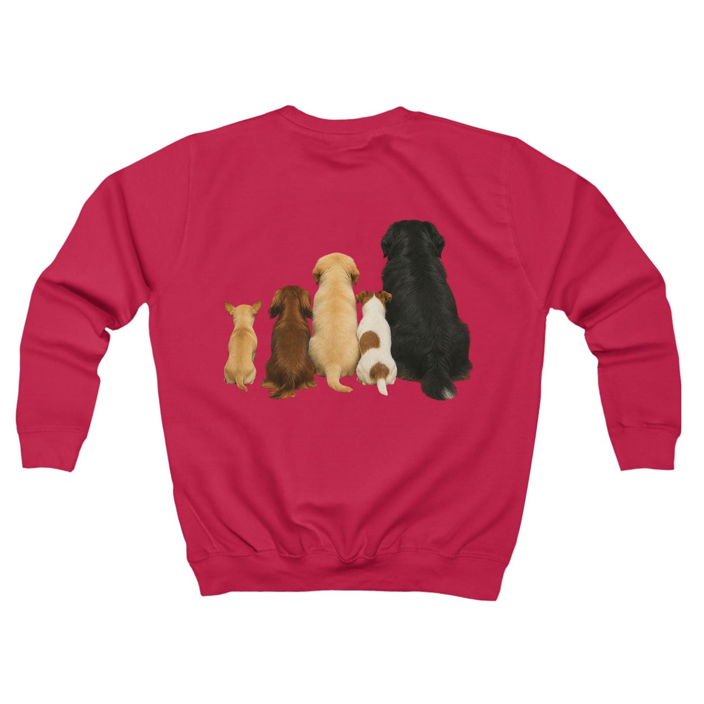 Kids Cotton Sweatshirt - Cute Puppy Pack Graphic Crewneck (Front & Back Dog Design)