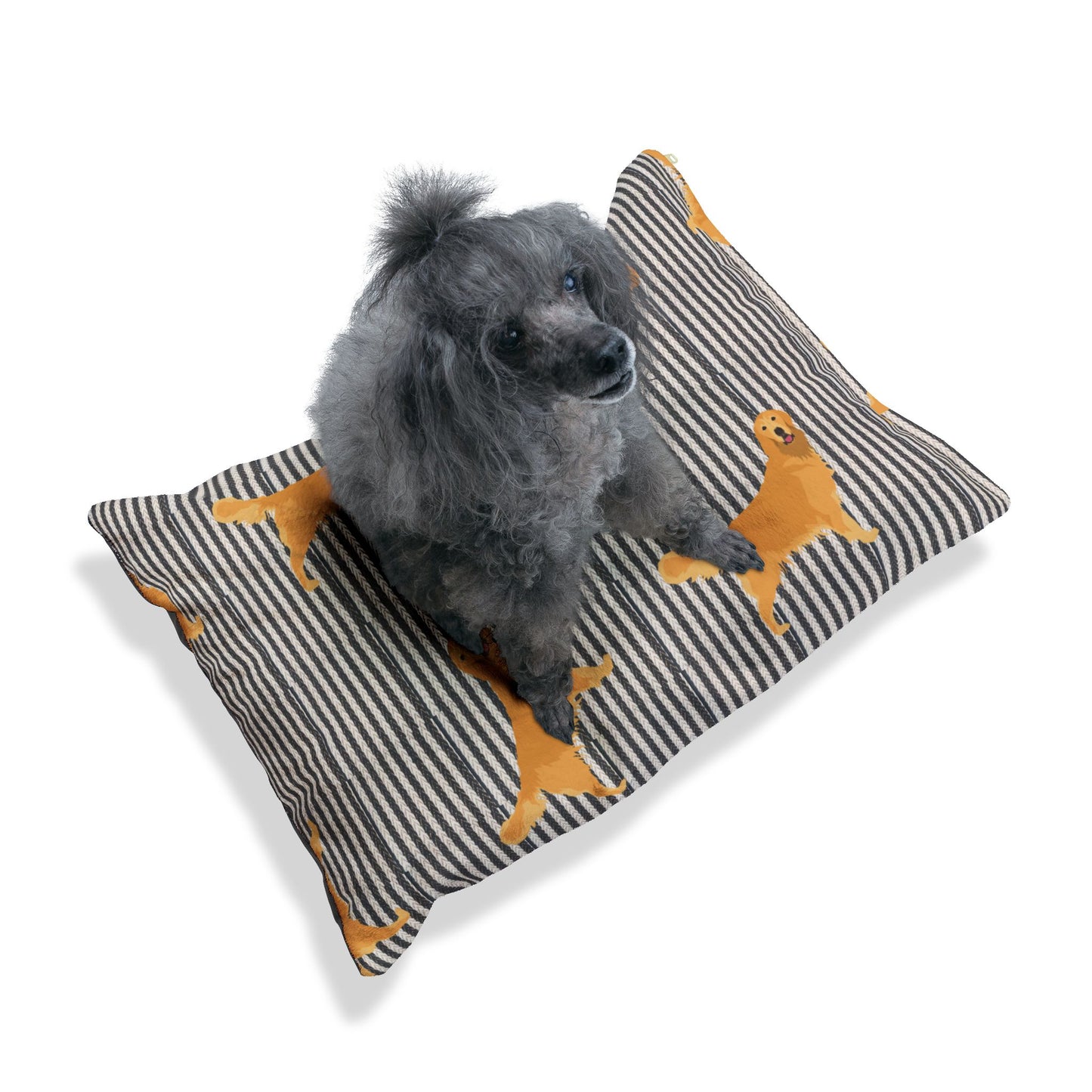 Cozy Golden Retriever Pet Bed - Comfortable Dog Cushion with Striped Design