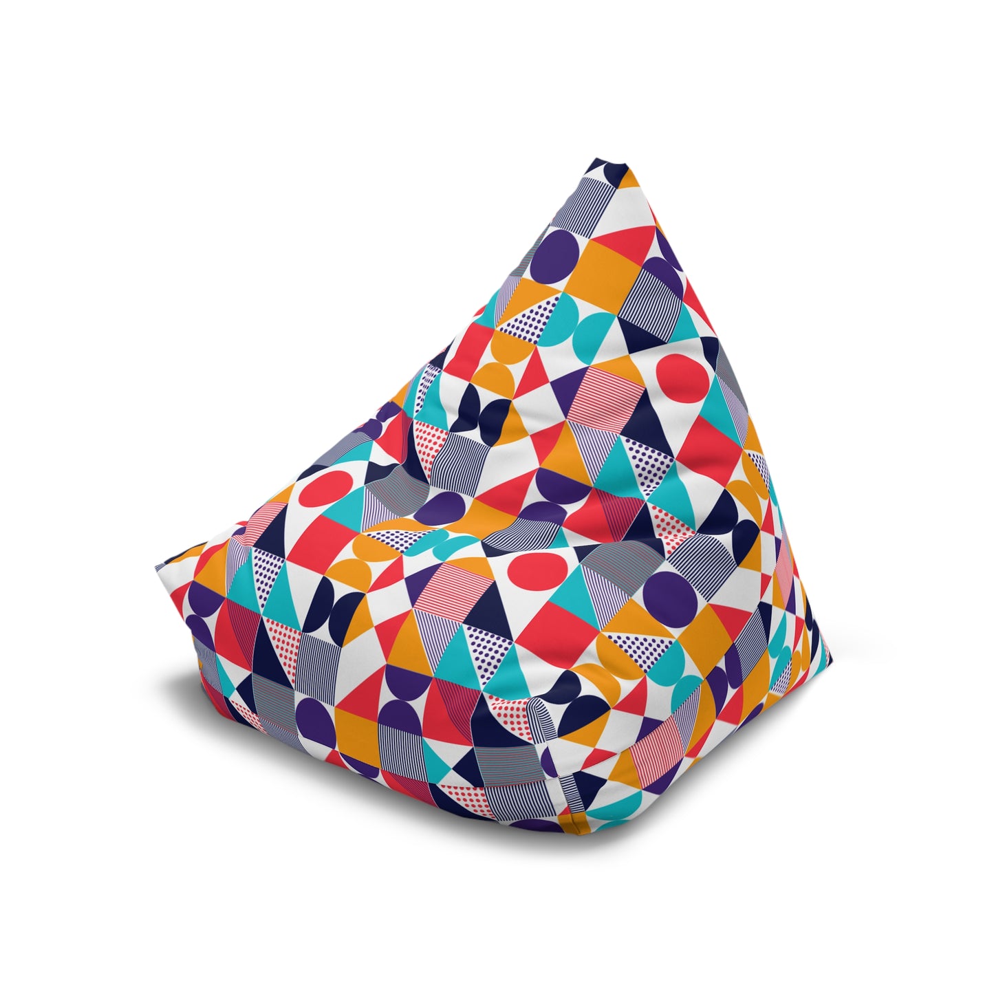 Colorful Geometric Bean Bag Chair Cover - Fun & Cozy Seating for All Ages