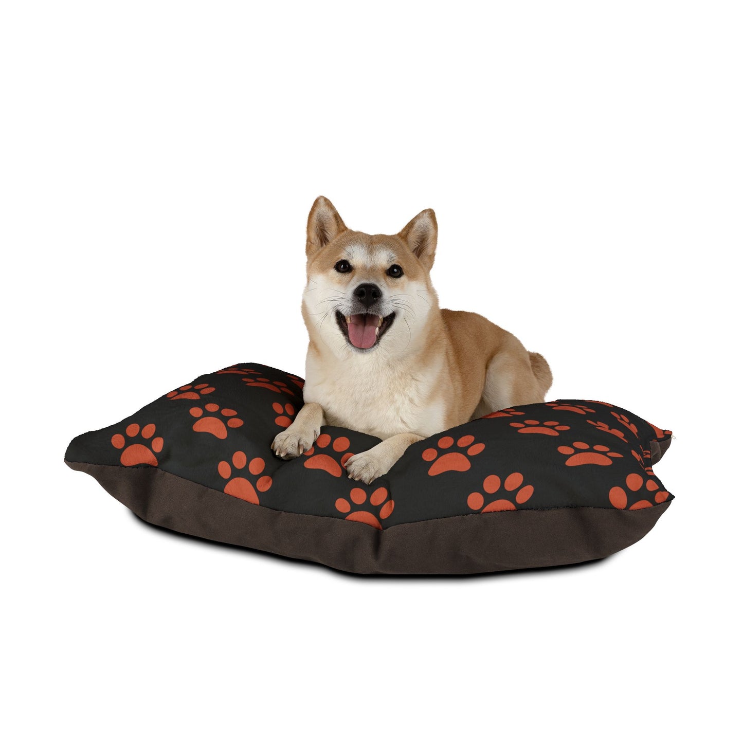 Dog Bed - Shape-Retaining - 100% Cotton Underside - "Red Paw" design