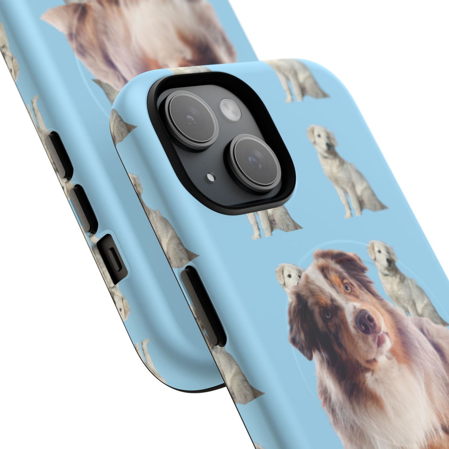 Tough Magnetic Phone Case - Australian Shepherd and Maremma = Blue Design