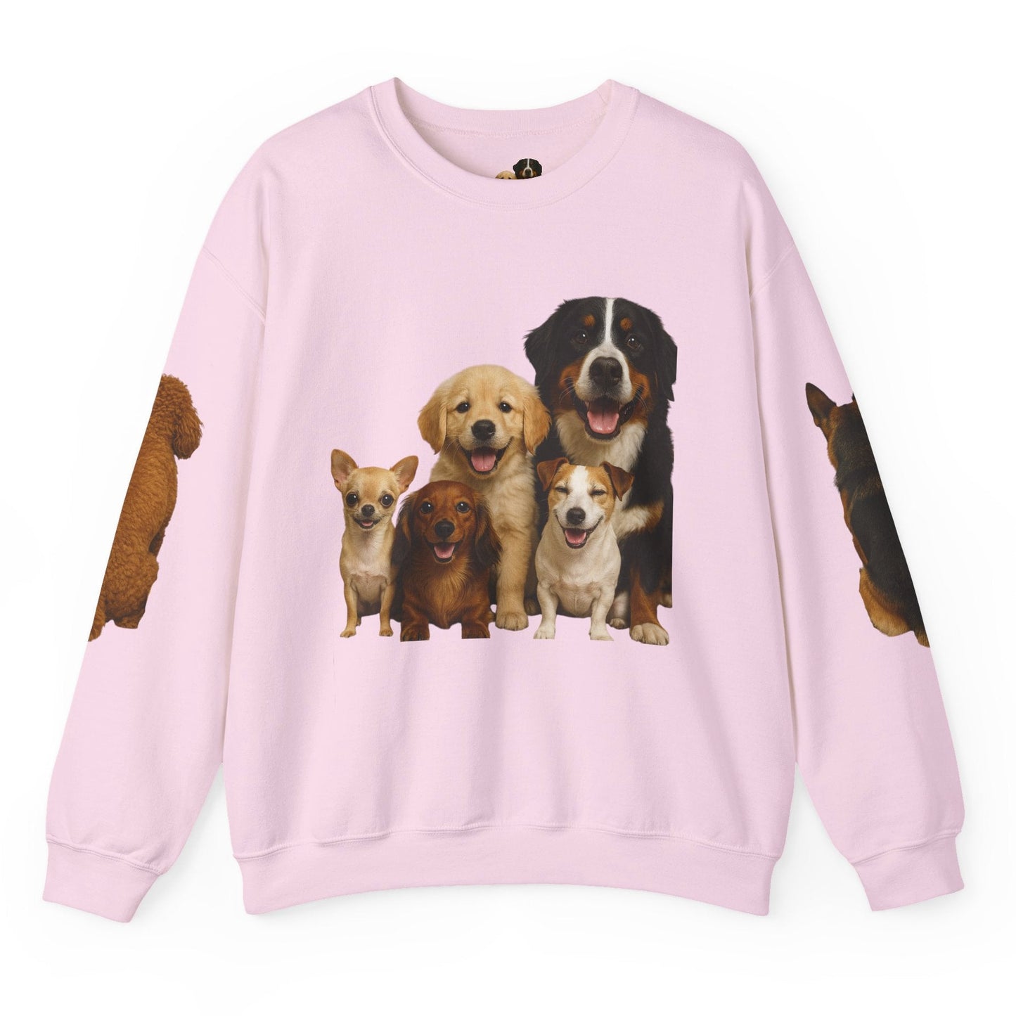 Dog Pack Cotton Crewneck Sweatshirt OEKO-TEX Certified – Cute Puppy Family Print