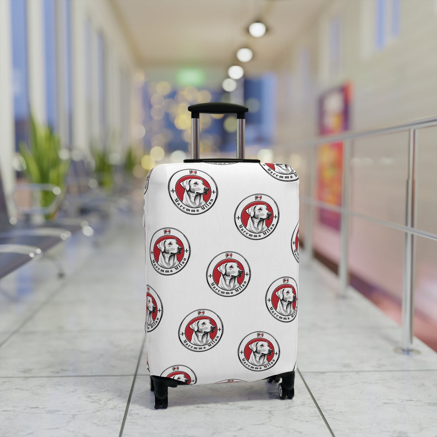 Designer Luggage Cover, Dog Lover Luggage Protector, Suitcase Cover Brand "Maremma Milan" Brand