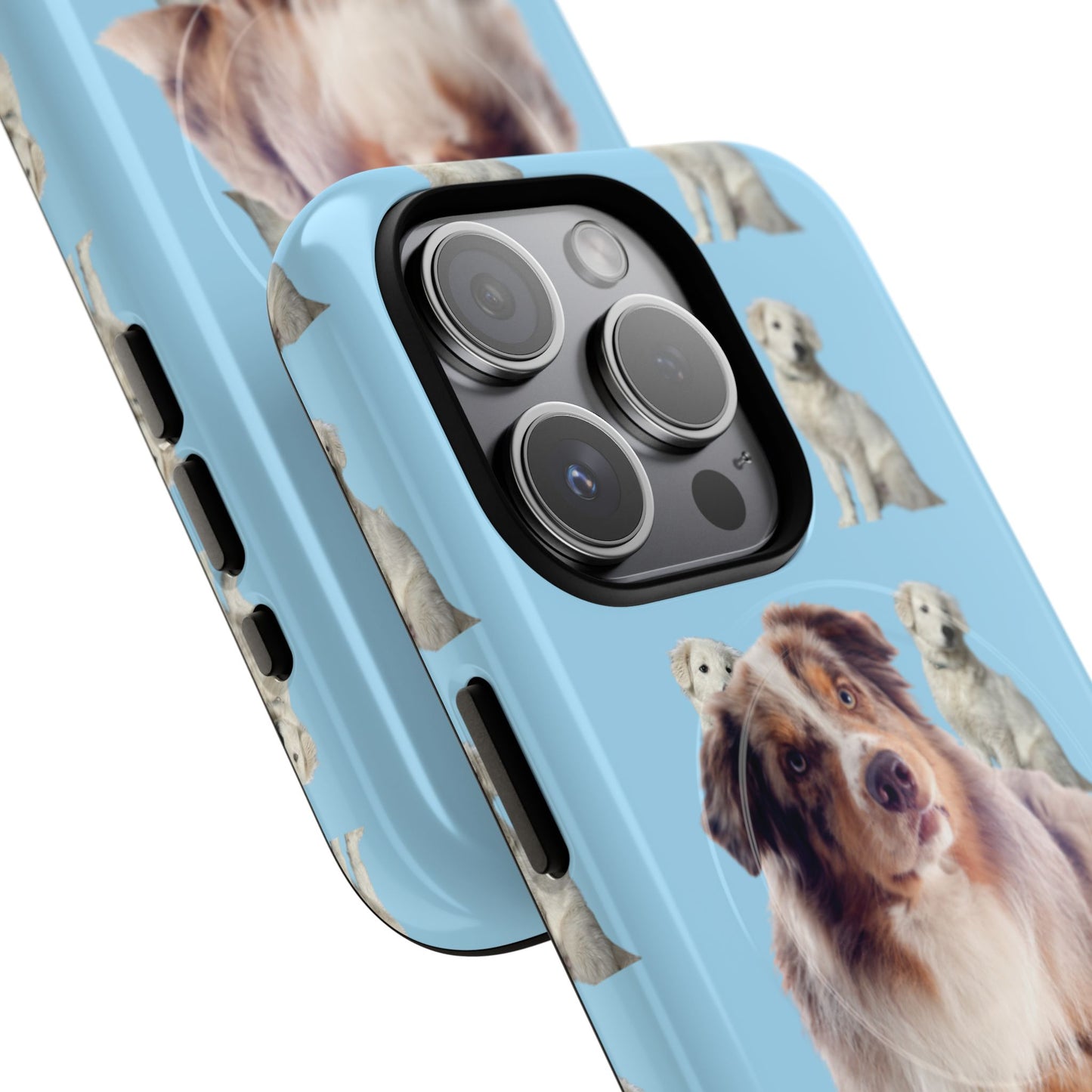 Tough Magnetic Phone Case - Australian Shepherd and Maremma = Blue Design