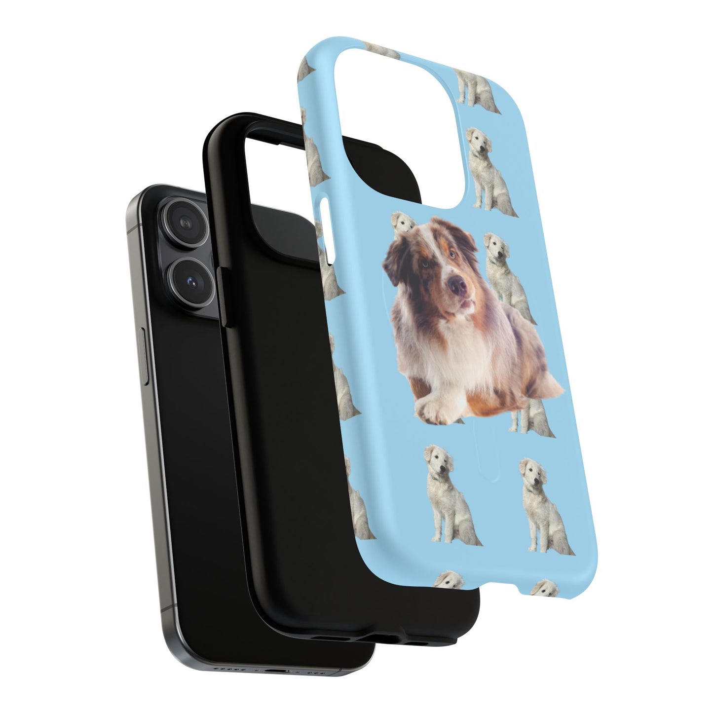 Tough Magnetic Phone Case - Australian Shepherd and Maremma = Blue Design