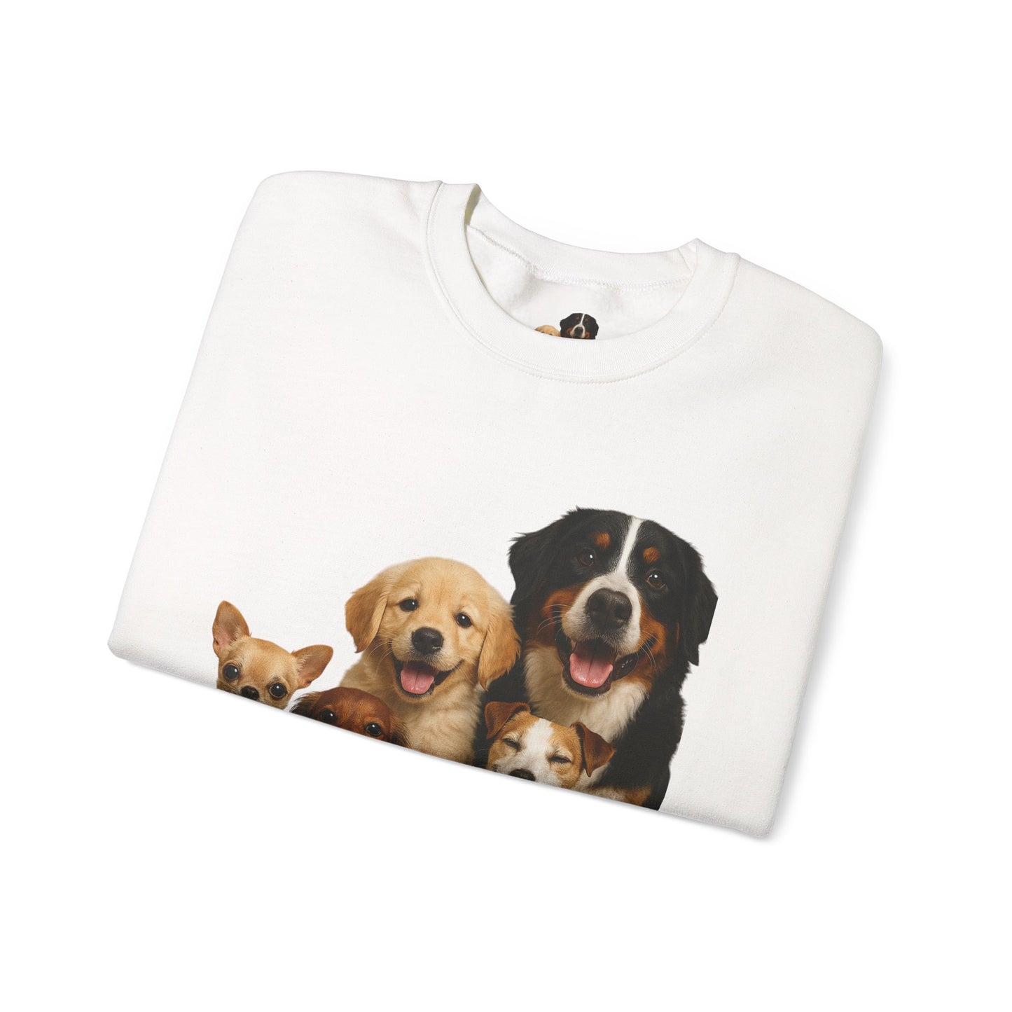 Dog Pack Cotton Crewneck Sweatshirt OEKO-TEX Certified – Cute Puppy Family Print