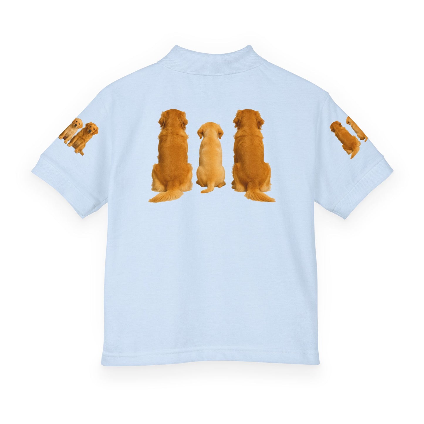 Polo Cotton for Girls and Boys — Golden Retriever Puppy Family Print
