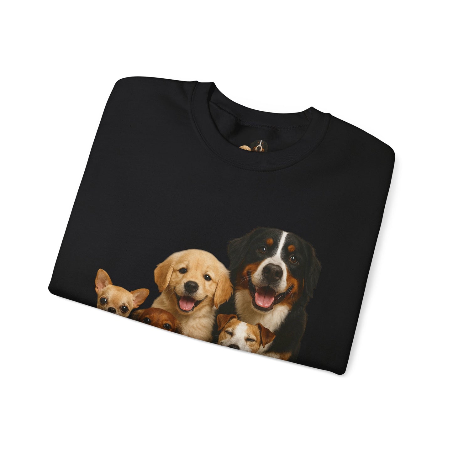 Dog Pack Cotton Crewneck Sweatshirt OEKO-TEX Certified – Cute Puppy Family Print