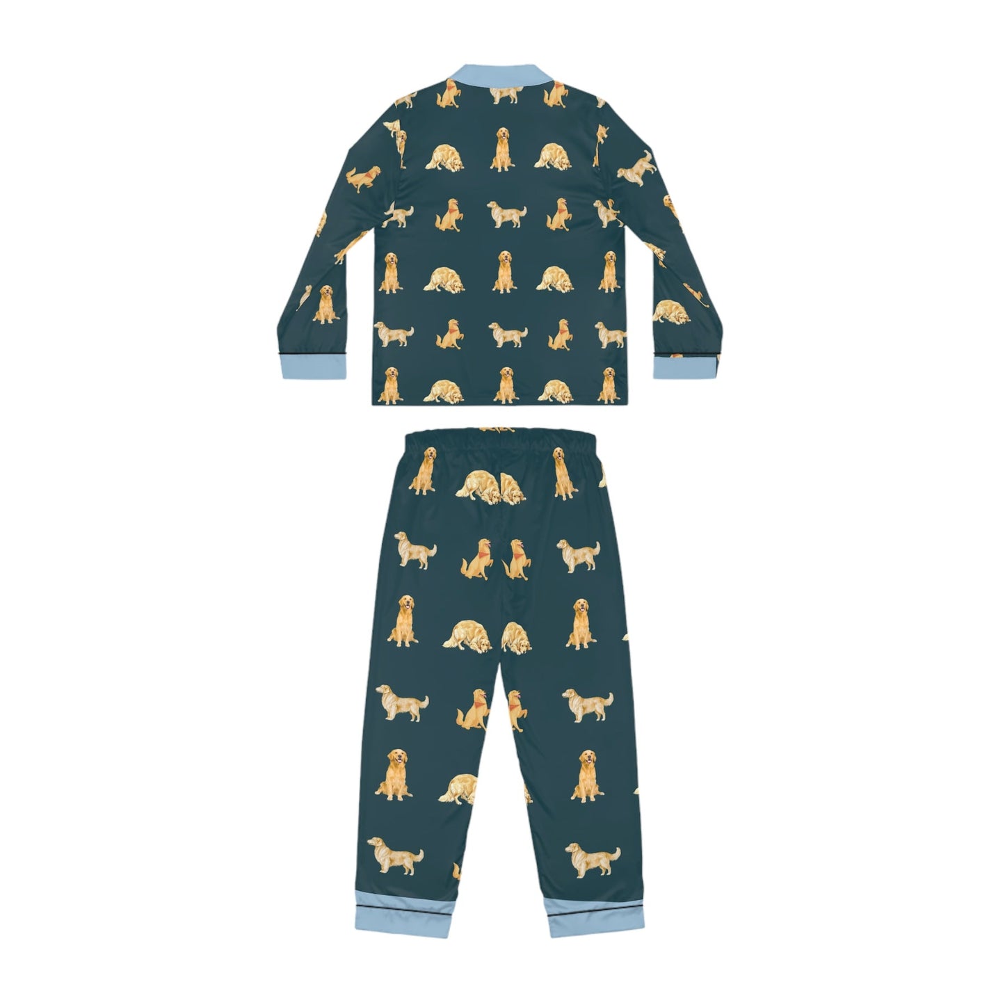 Unisex Satin Pajama Set PJ — Golden Retriever  Lightweight  Travel Sleepwear