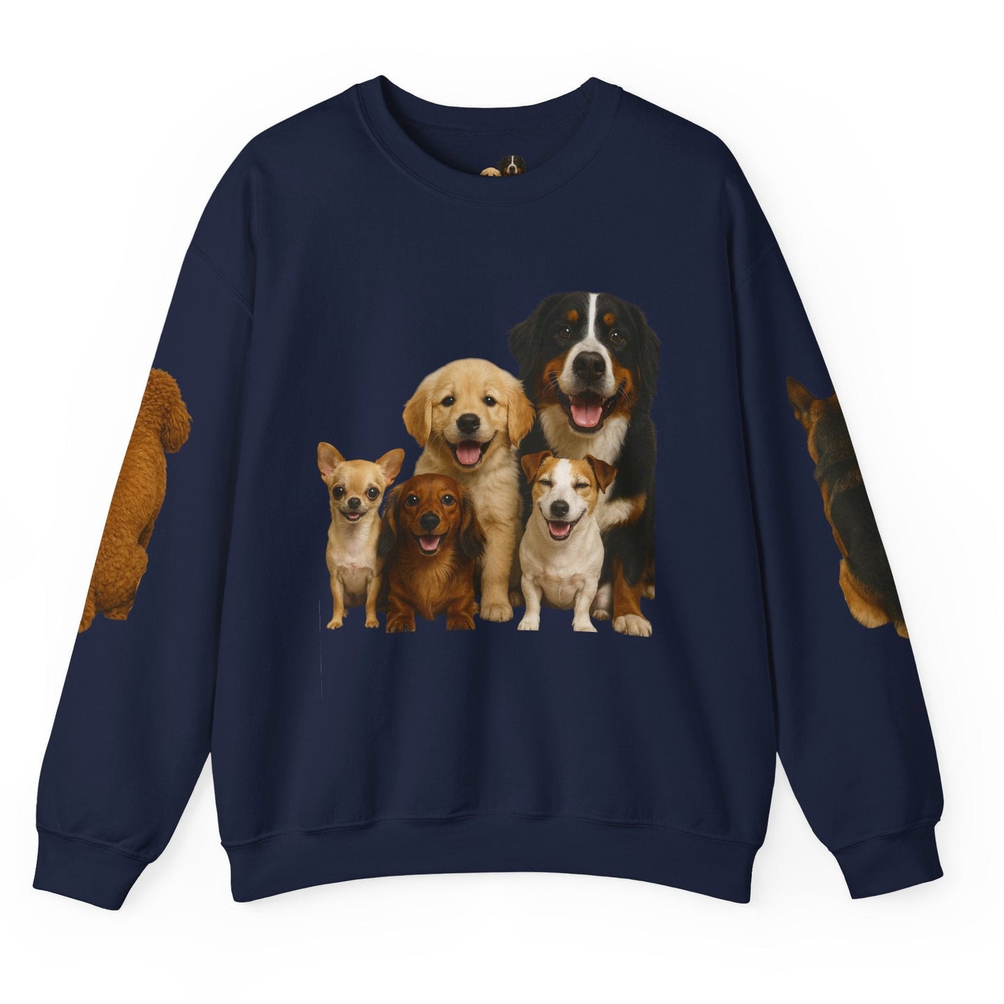 Dog Pack Cotton Crewneck Sweatshirt OEKO-TEX Certified – Cute Puppy Family Print