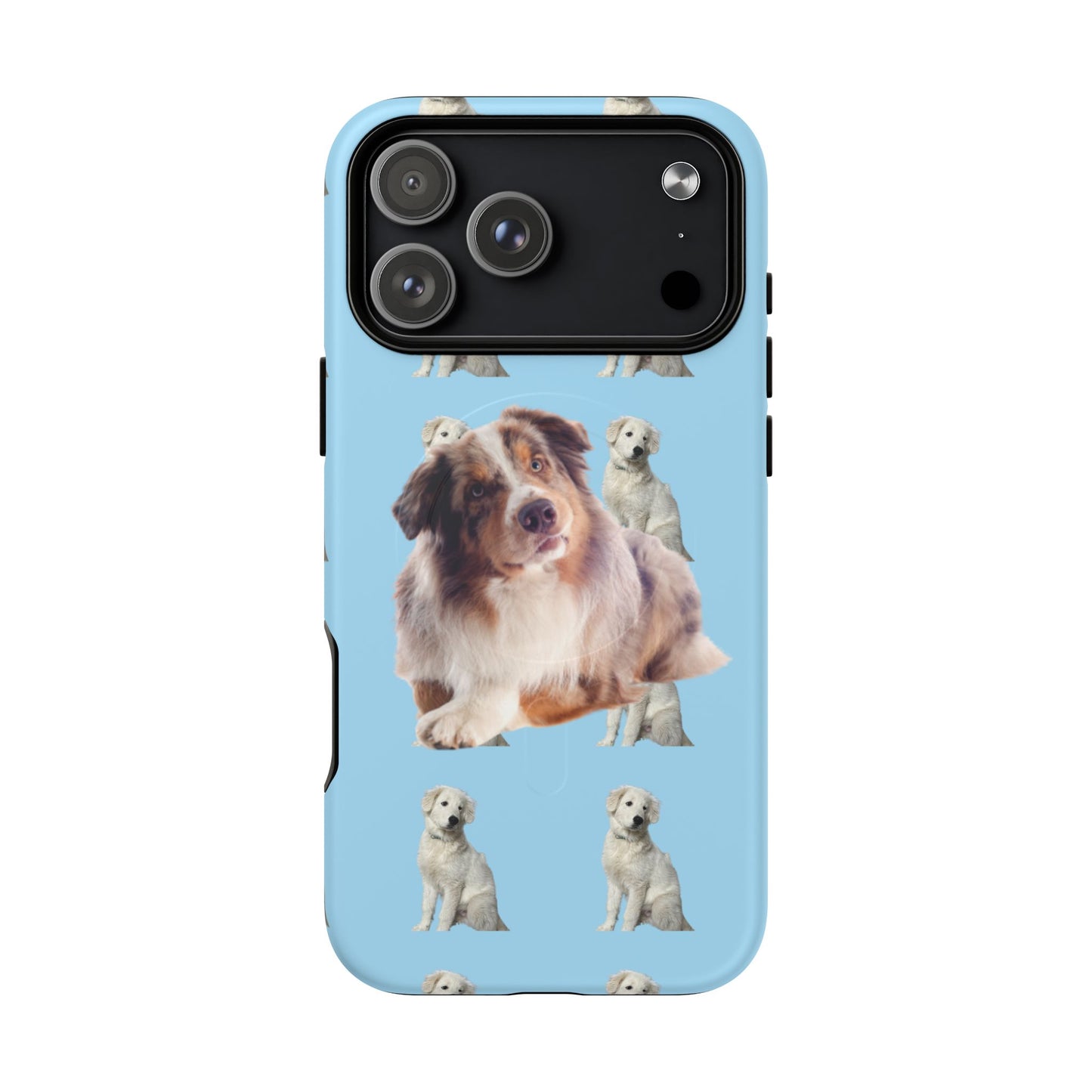 Tough Magnetic Phone Case - Australian Shepherd and Maremma = Blue Design