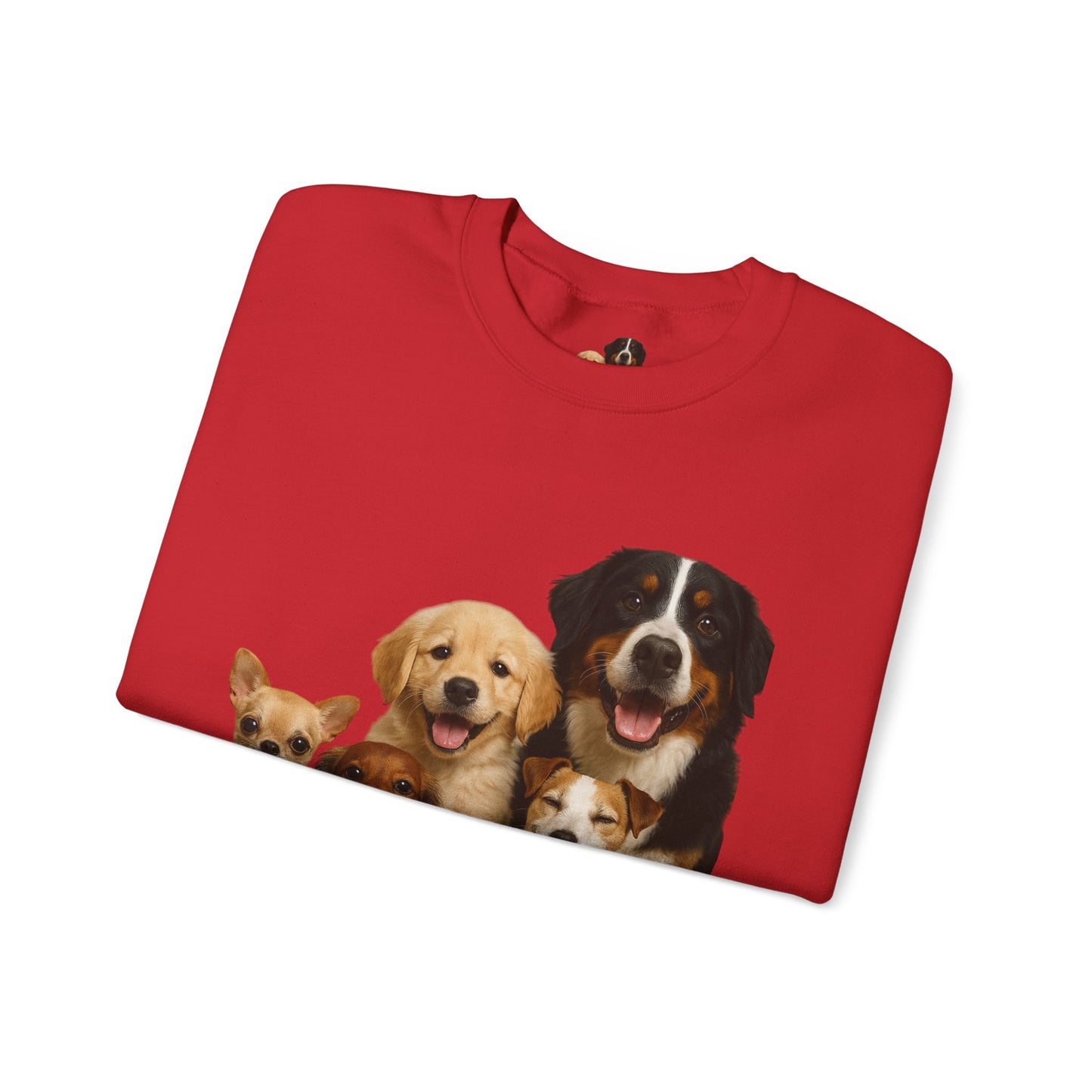 Dog Pack Cotton Crewneck Sweatshirt OEKO-TEX Certified – Cute Puppy Family Print