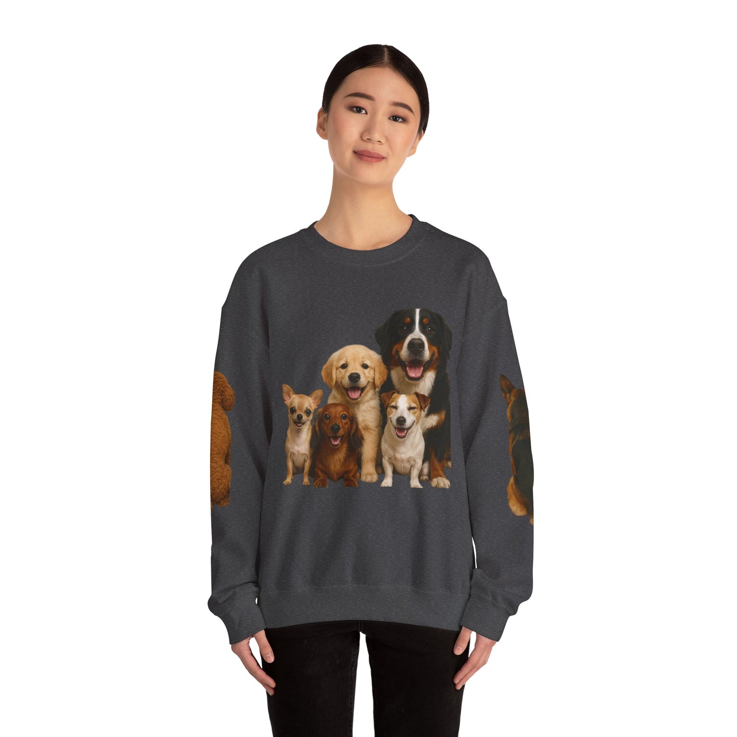 Dog Pack Cotton Crewneck Sweatshirt OEKO-TEX Certified – Cute Puppy Family Print