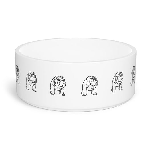 Ceramic Bowl "Bulldog" Collection  16oz  Microwave Safe Dog Dish, Dog Feeding Bowl