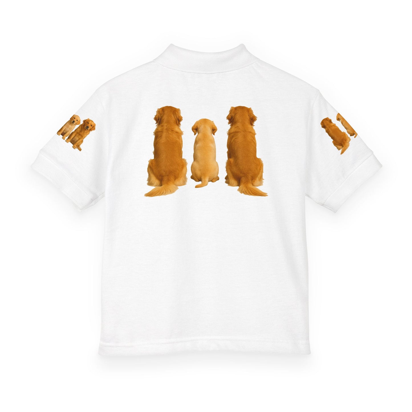 Polo Cotton for Girls and Boys — Golden Retriever Puppy Family Print