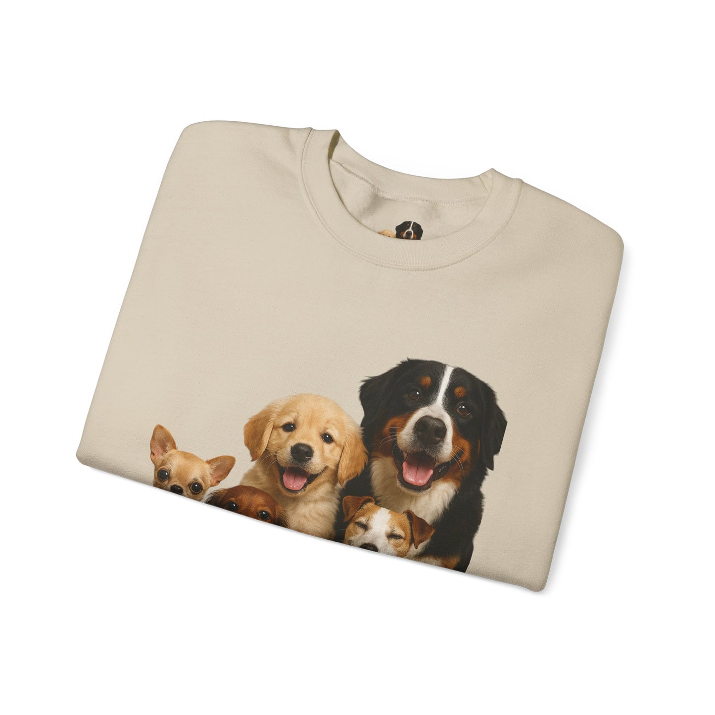 Dog Pack Cotton Crewneck Sweatshirt OEKO-TEX Certified – Cute Puppy Family Print