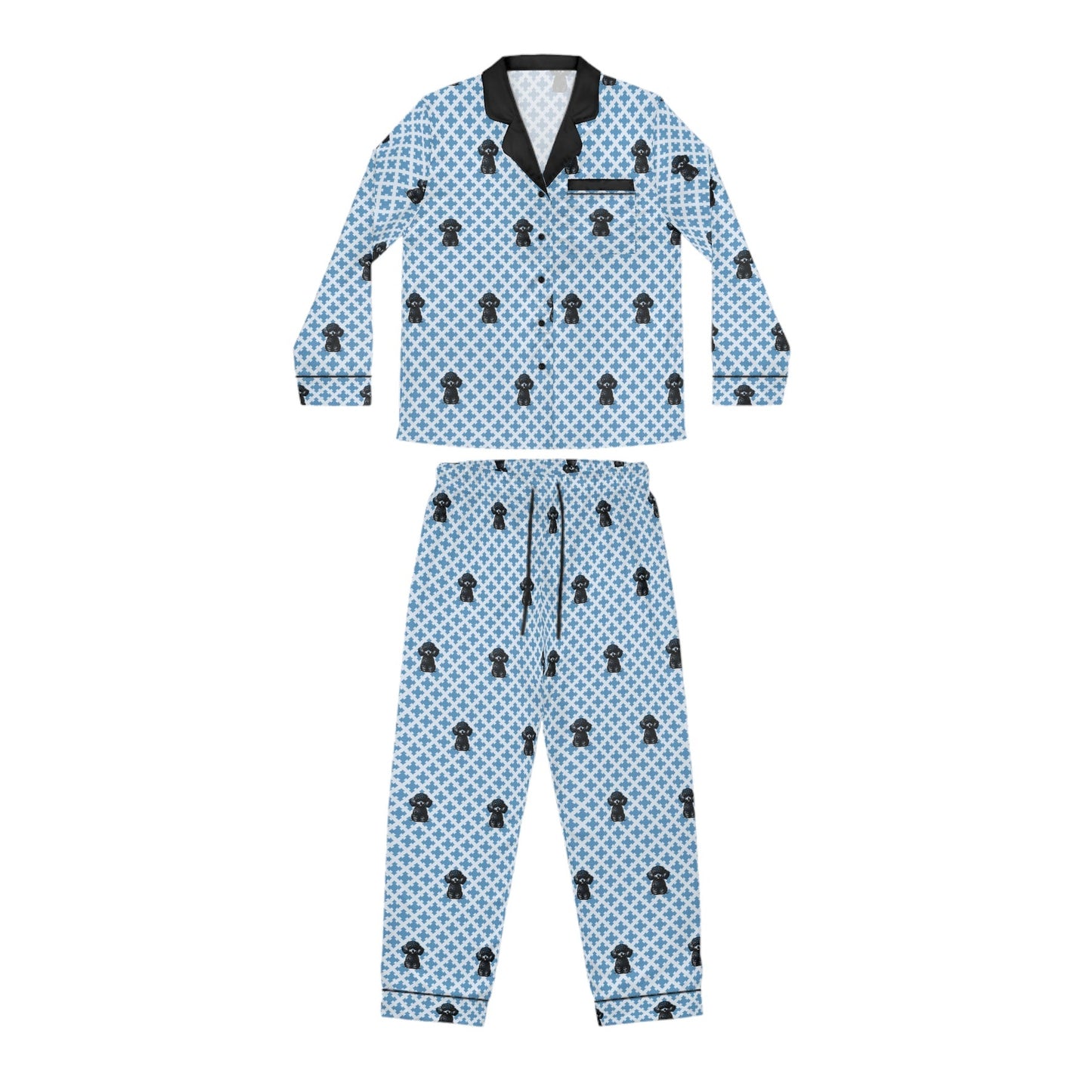 Blue Satin Pajama Set - Unisex Luxe Lightweight Travel Sleepwear