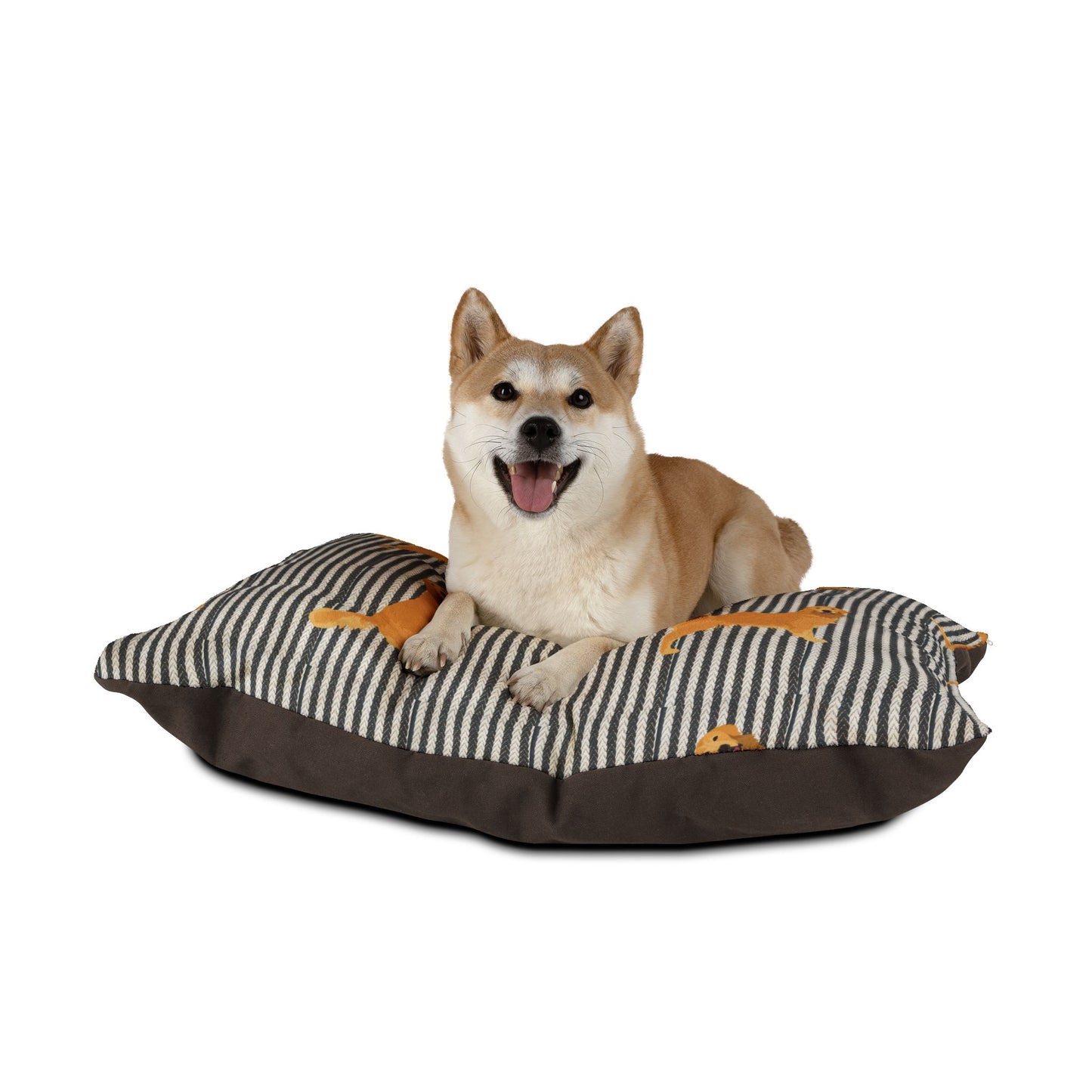Cozy Golden Retriever Pet Bed - Comfortable Dog Cushion with Striped Design