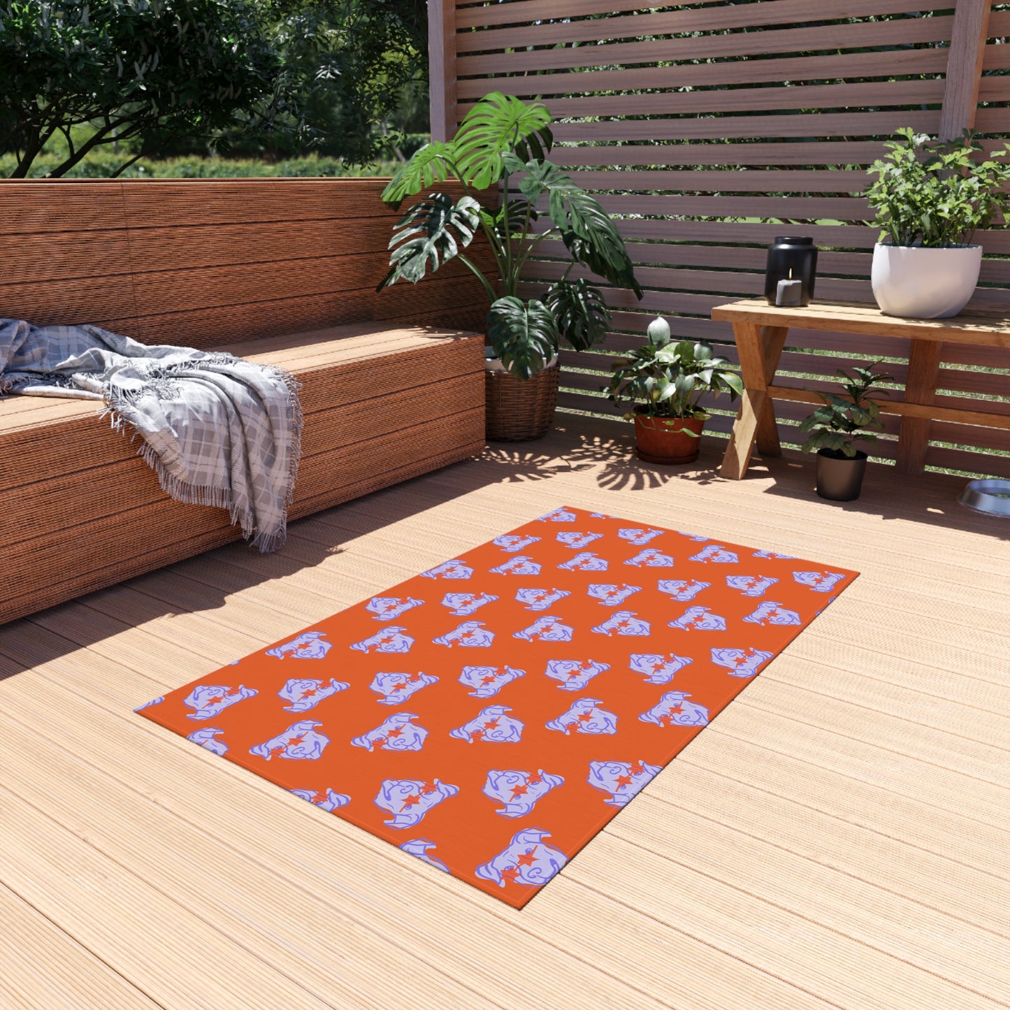 Vibrant Outdoor Rug with Playful Pet Design - Perfect for Patios and Porches