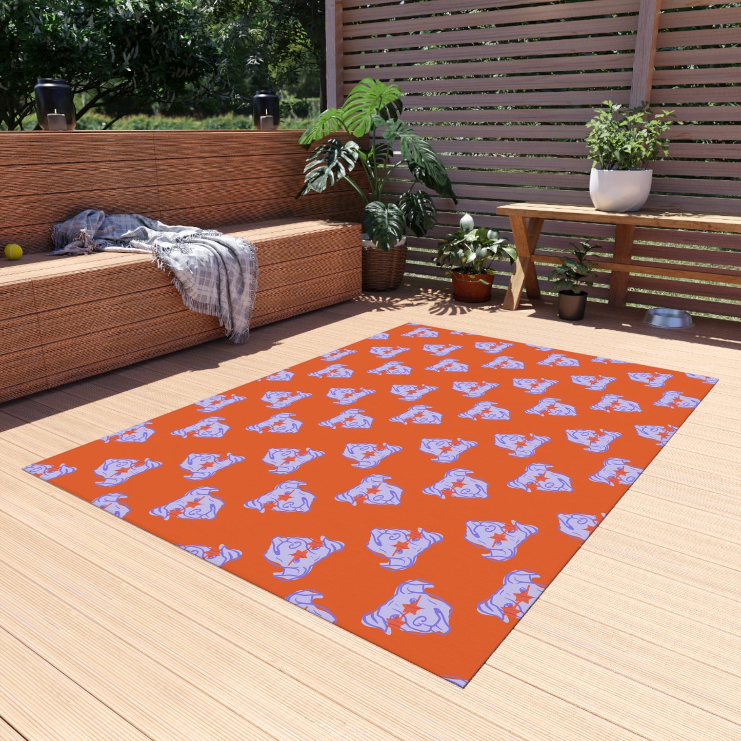 Vibrant Outdoor Rug with Playful Pet Design - Perfect for Patios and Porches