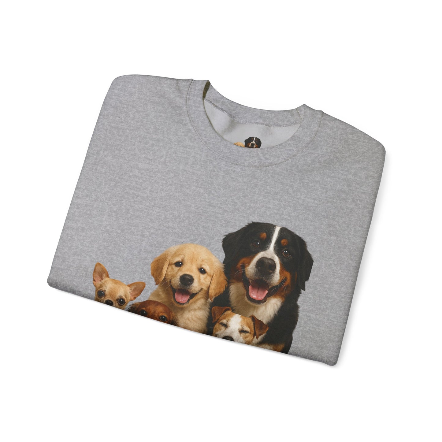 Dog Pack Cotton Crewneck Sweatshirt OEKO-TEX Certified – Cute Puppy Family Print