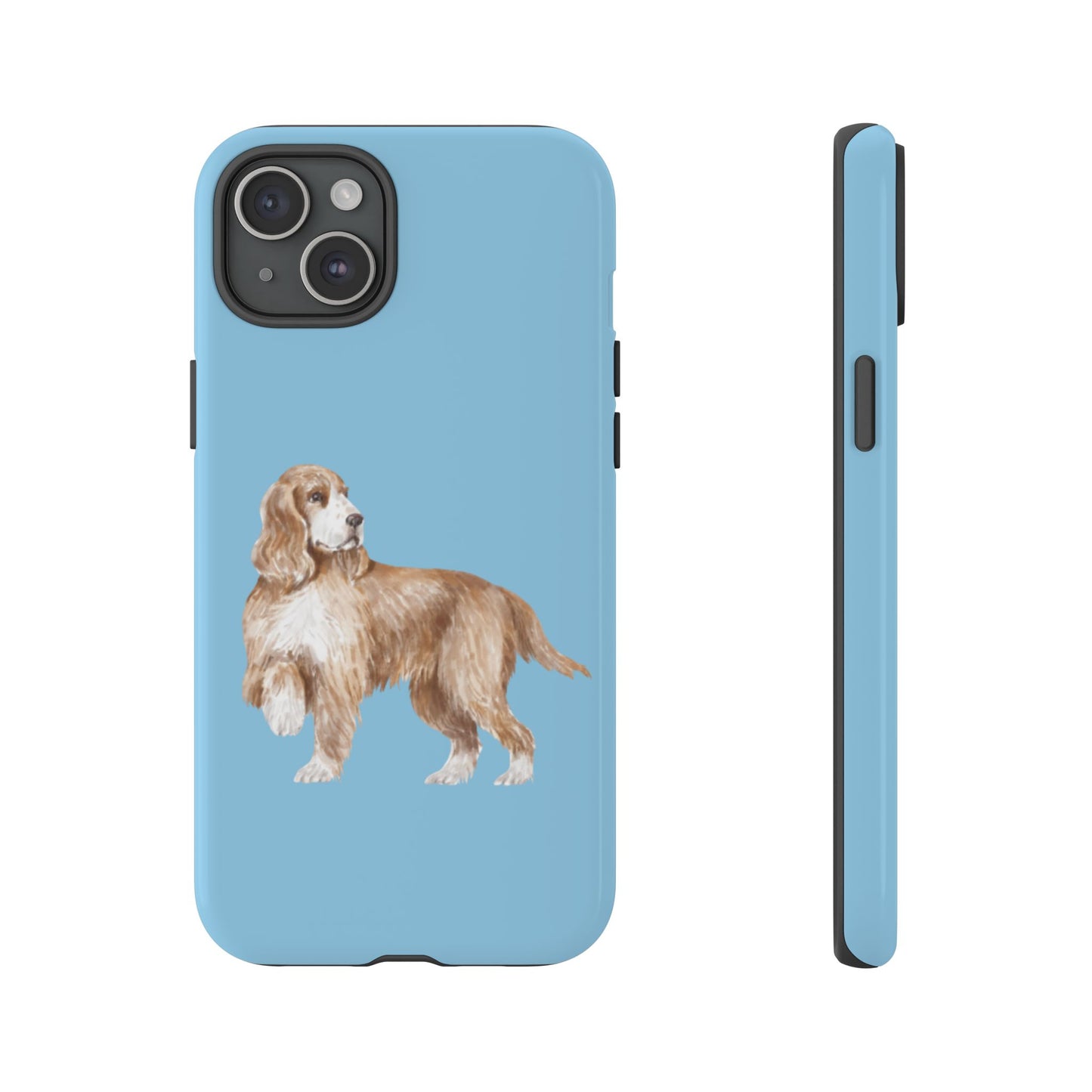 Phone Case Dual Layer "Cocker Spaniel", Durable, Silicon Liner, Custom Pet Case, Cute Dog Phone Cover, Tough Phone Case, Gift for Dog Owners, Blue Dog Design