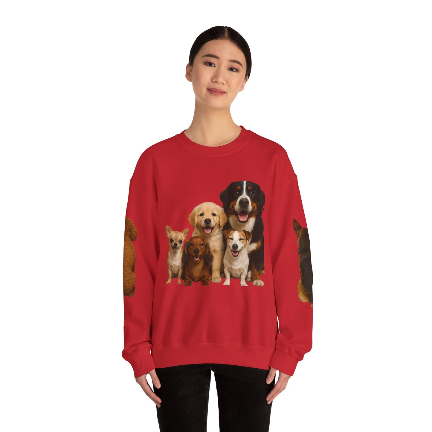 Dog Pack Cotton Crewneck Sweatshirt OEKO-TEX Certified – Cute Puppy Family Print