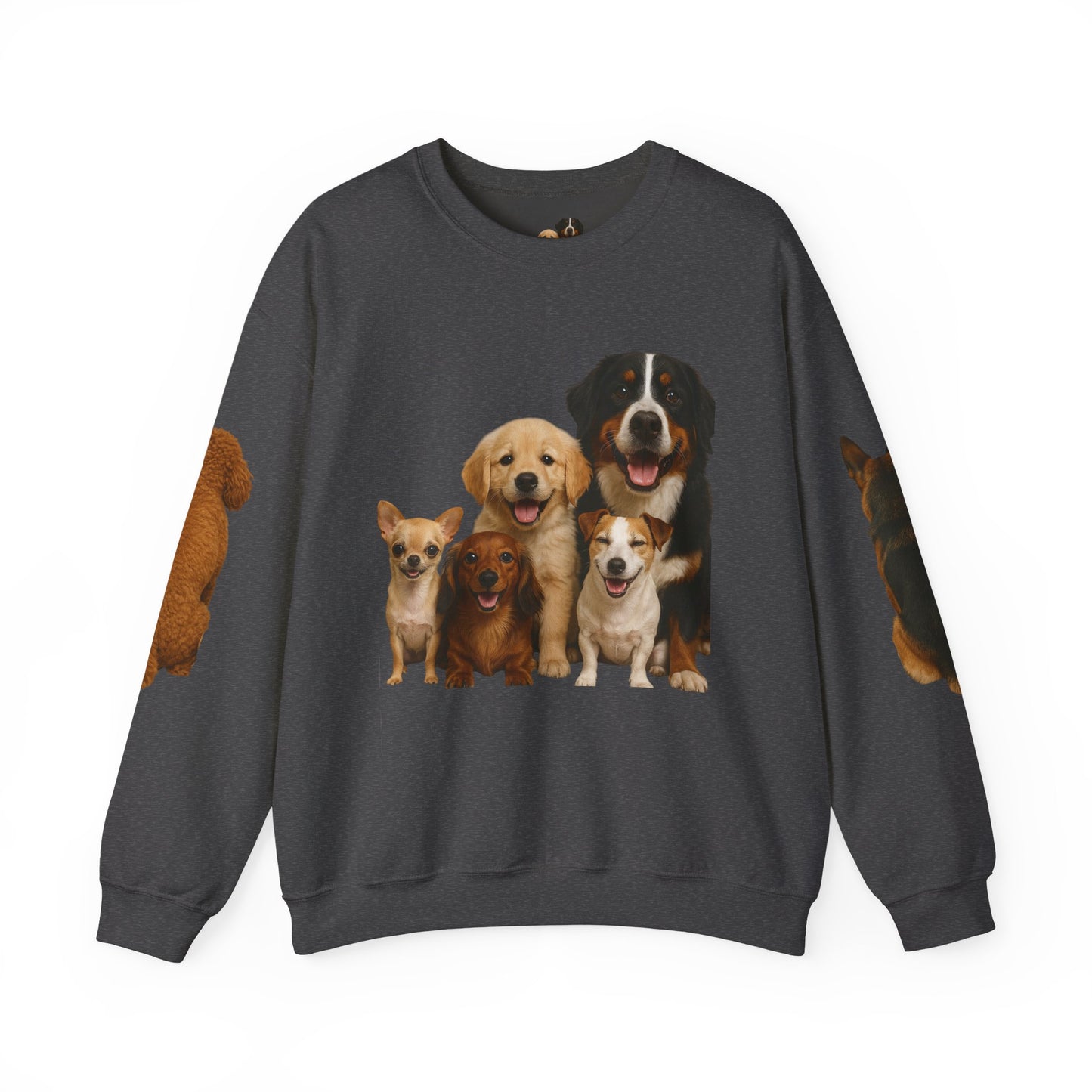 Dog Pack Cotton Crewneck Sweatshirt OEKO-TEX Certified – Cute Puppy Family Print