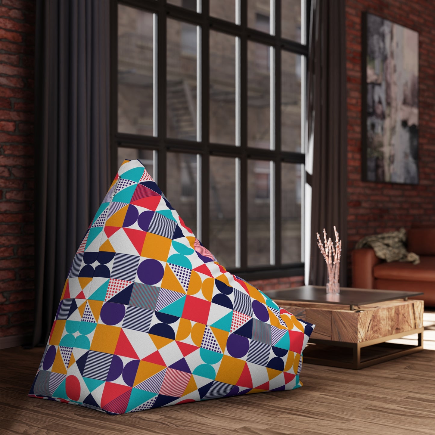 Colorful Geometric Bean Bag Chair Cover - Fun & Cozy Seating for All Ages