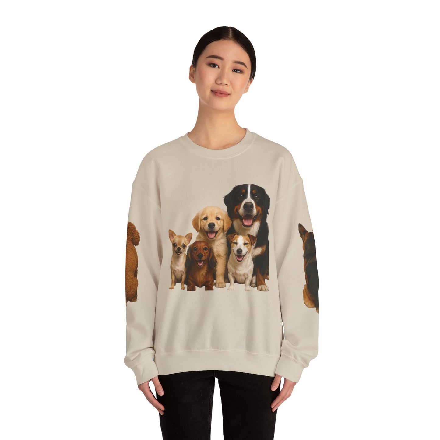 Dog Pack Cotton Crewneck Sweatshirt OEKO-TEX Certified – Cute Puppy Family Print
