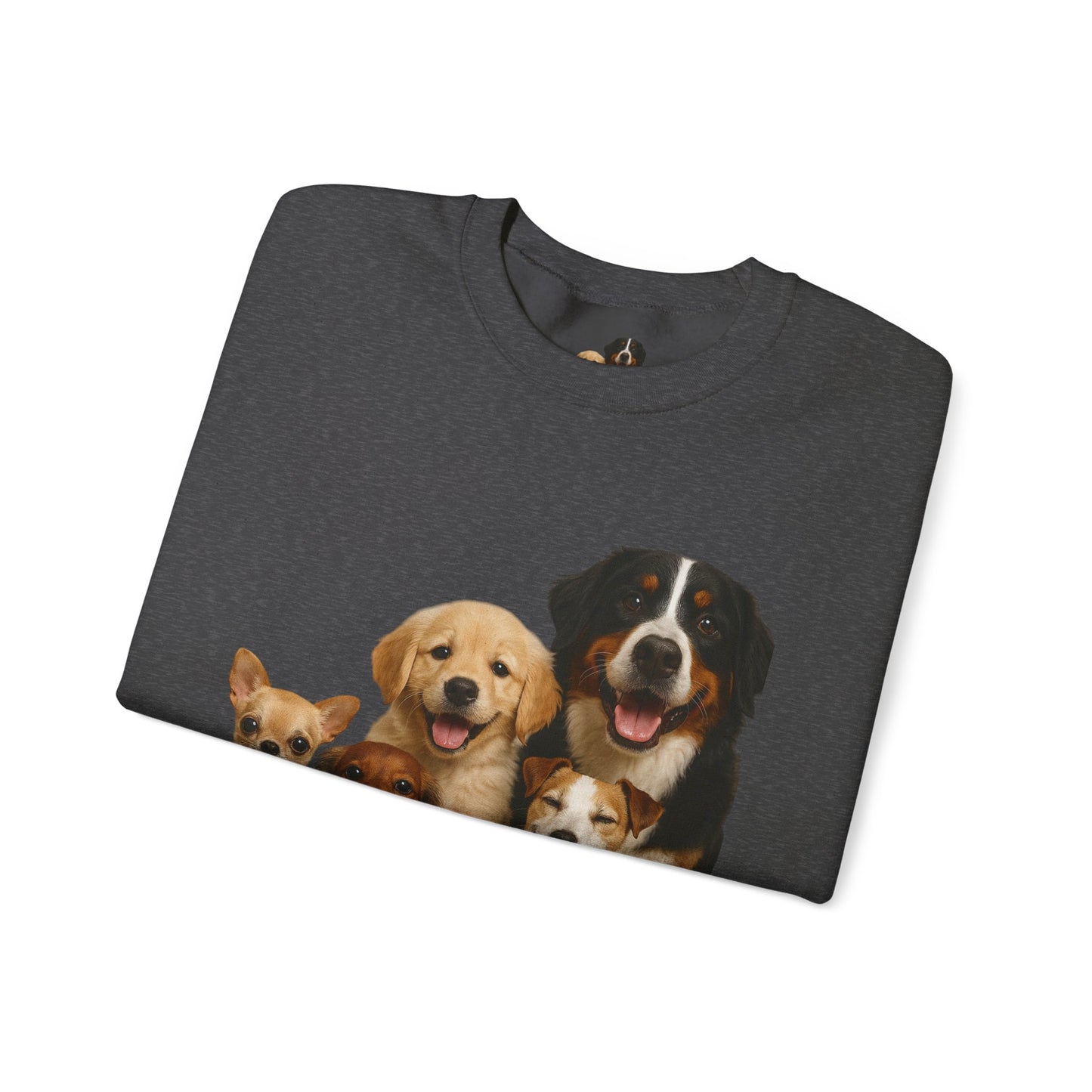 Dog Pack Cotton Crewneck Sweatshirt OEKO-TEX Certified – Cute Puppy Family Print