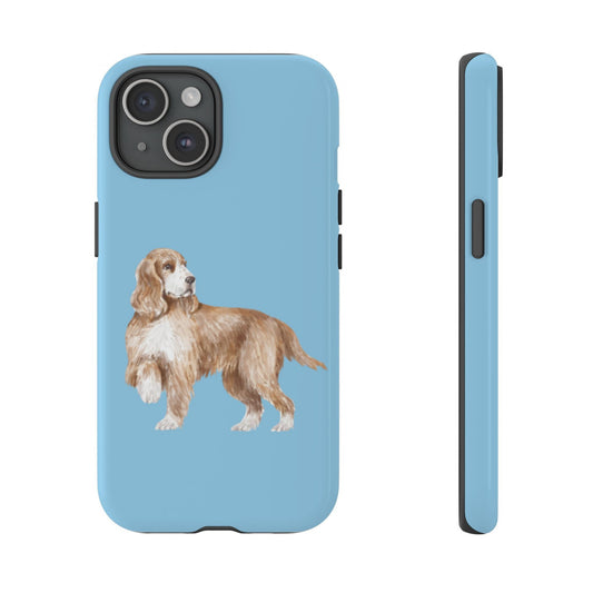 Phone Case Dual Layer "Cocker Spaniel", Durable, Silicon Liner, Custom Pet Case, Cute Dog Phone Cover, Tough Phone Case, Gift for Dog Owners, Blue Dog Design