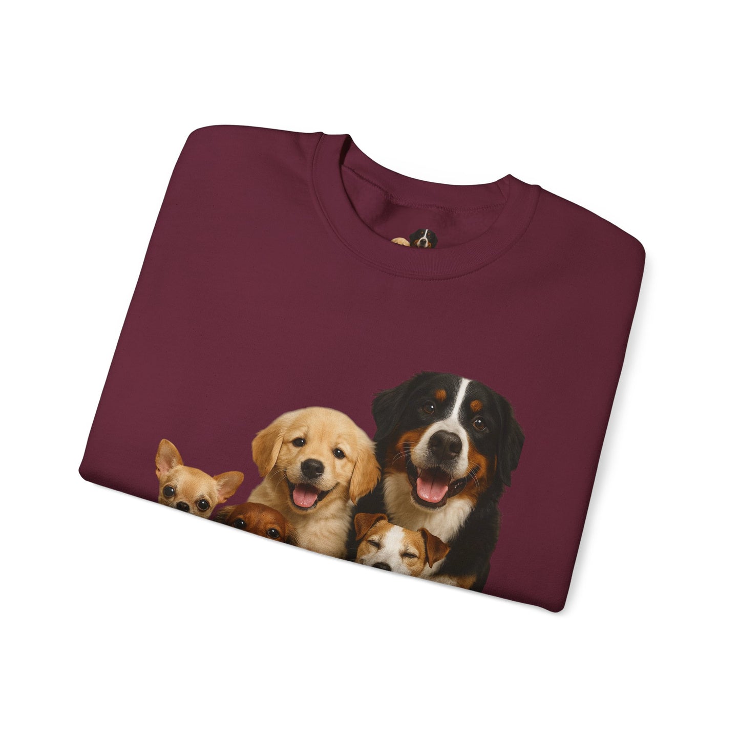Dog Pack Cotton Crewneck Sweatshirt OEKO-TEX Certified – Cute Puppy Family Print