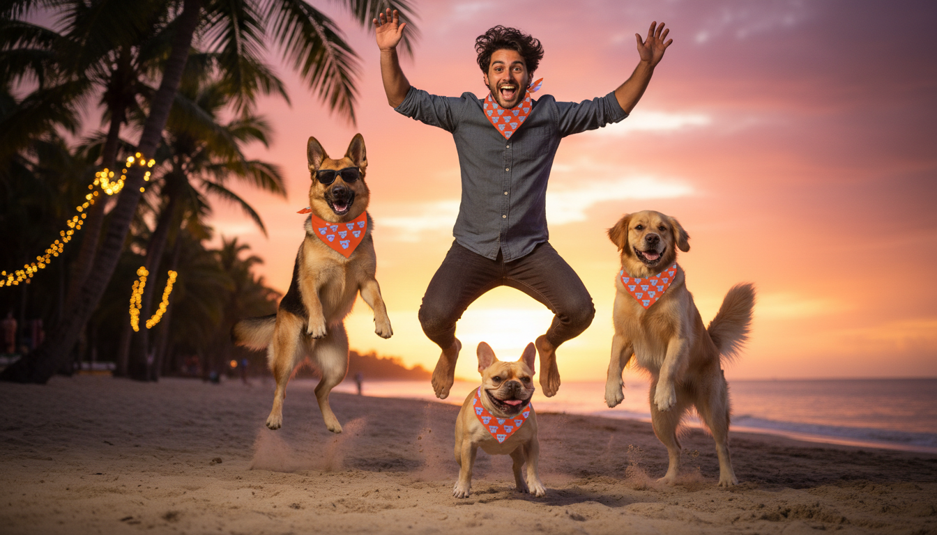 Dog and Owner Bandana "Starry-Eyed Dog"