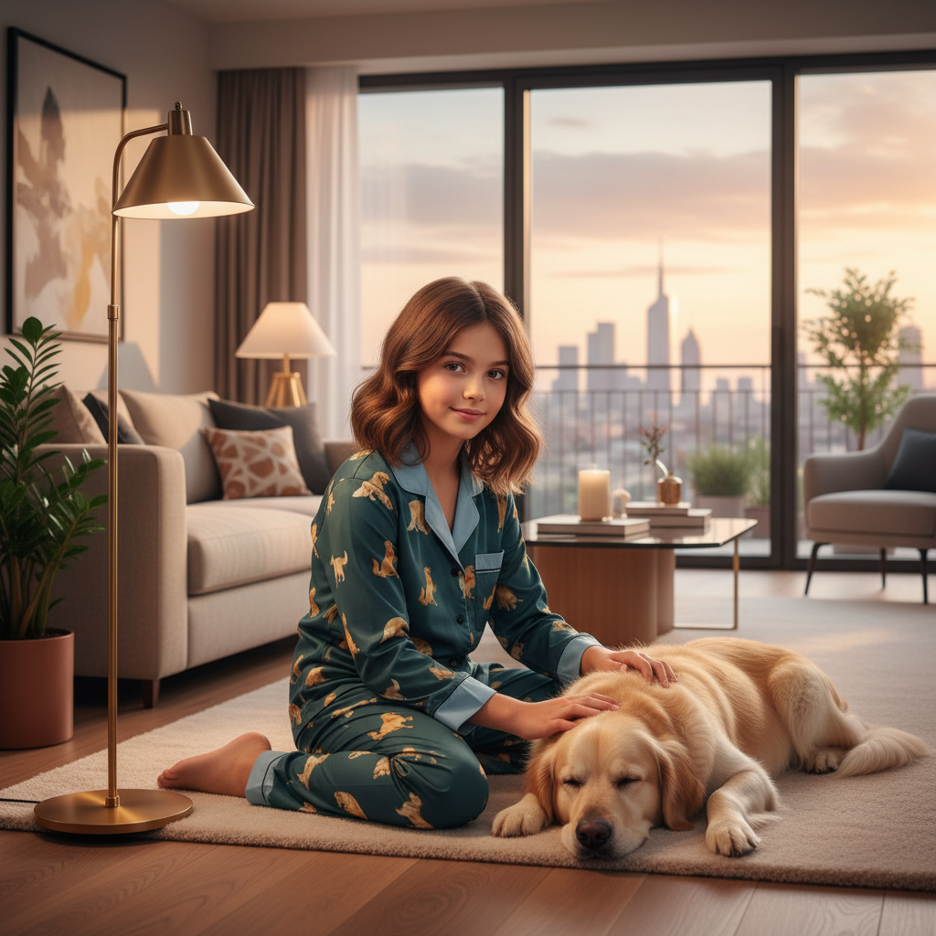 Unisex Satin Pajama Set PJ — Golden Retriever  Lightweight  Travel Sleepwear