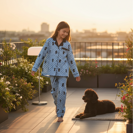 Blue Satin Pajama Set - Unisex Luxe Lightweight Travel Sleepwear